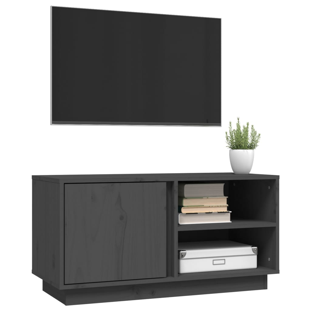 Meuble TV Industriel en Pin Massif Gris - 80 cm-Mon Meuble TV-Gris-4