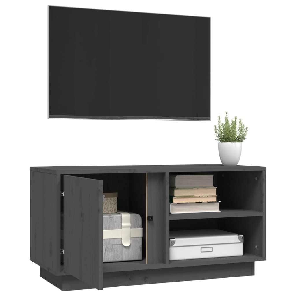 Meuble TV Industriel en Pin Massif Gris - 80 cm-Mon Meuble TV-Gris-5