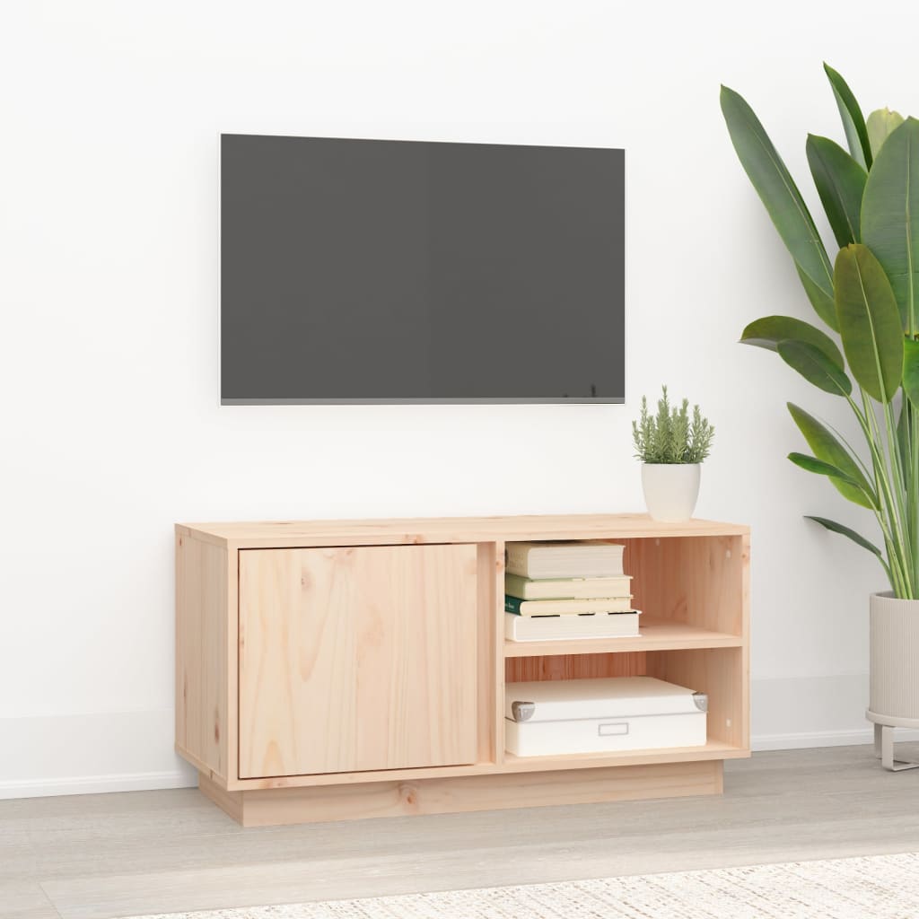 Meuble TV Industriel en Pin Massif Gris - 80 cm-Mon Meuble TV-Naturel-14