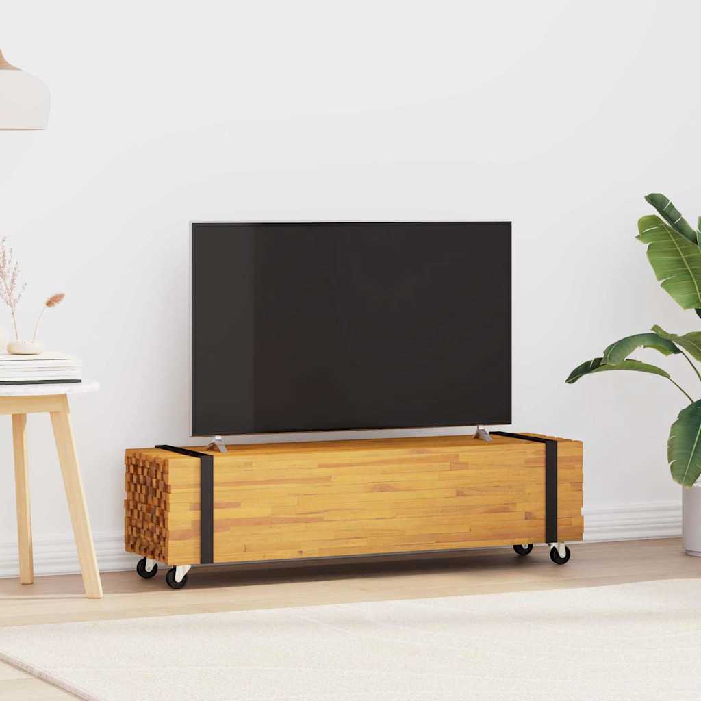 Meuble TV Industriel en Teck Massif - 110 cm-Mon Meuble TV-2