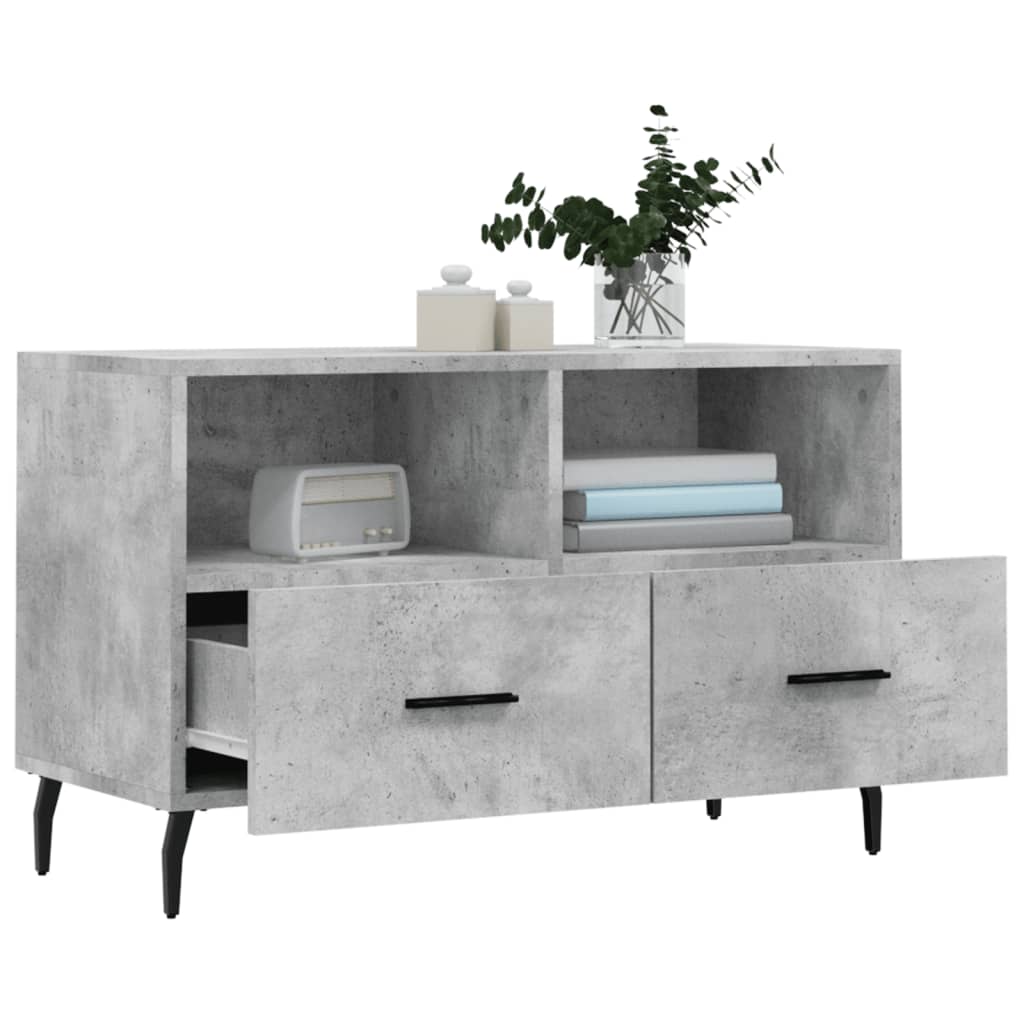 Meuble TV Industriel Gris Effet Béton - 80 cm-Mon Meuble TV-Blanc-1-4