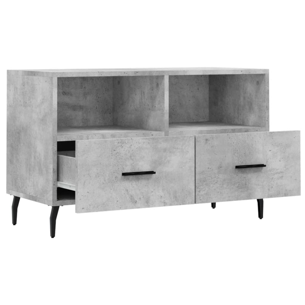 Meuble TV Industriel Gris Effet Béton - 80 cm-Mon Meuble TV-Blanc-1-6