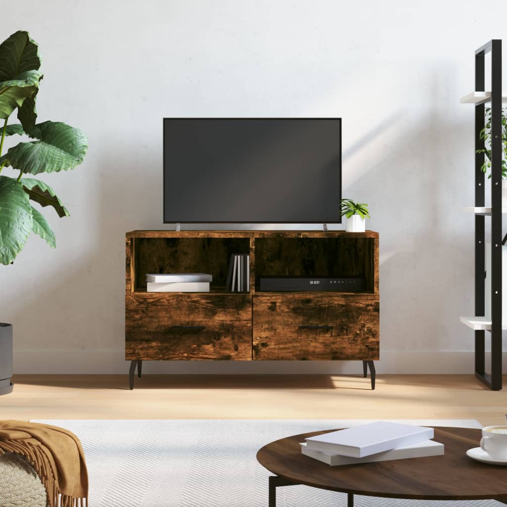 Meuble TV Industriel Gris Effet Béton - 80 cm-Mon Meuble TV-Chêne fumé-1-17