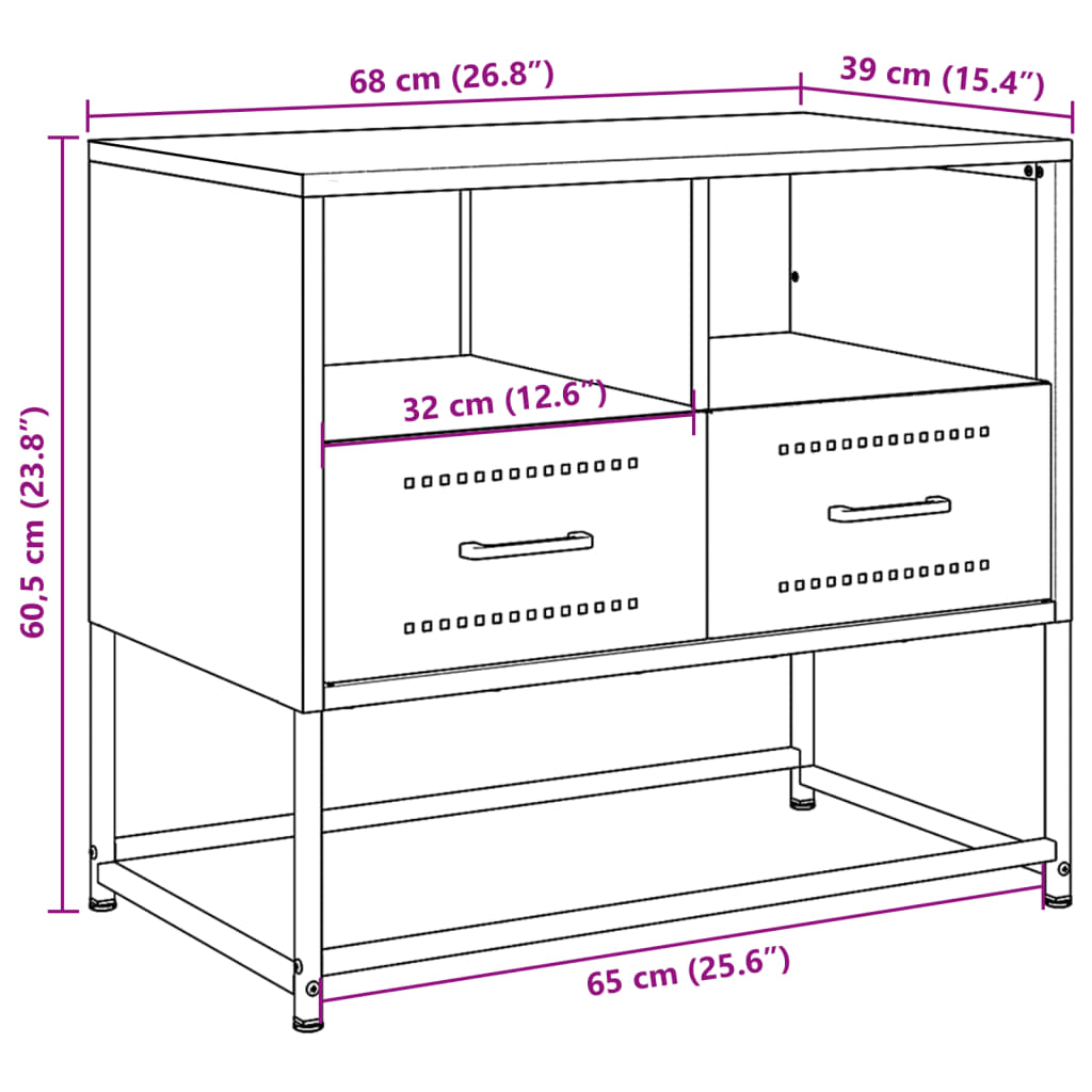 Meuble TV Industriel Jaune en Acier - 68 cm-Mon Meuble TV-Noir-1-12