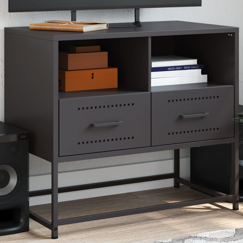 Meuble TV Industriel Jaune en Acier - 68 cm-Mon Meuble TV-Noir-1-13