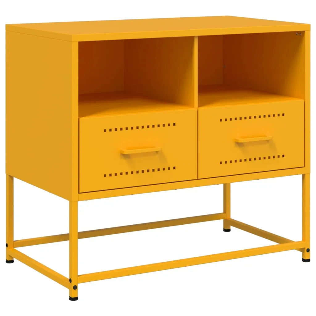 Meuble TV Industriel Jaune en Acier - 68 cm-Mon Meuble TV-Noir-1-2