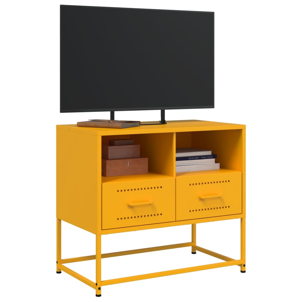 Meuble TV Industriel Jaune en Acier - 68 cm-Mon Meuble TV-Noir-1-5