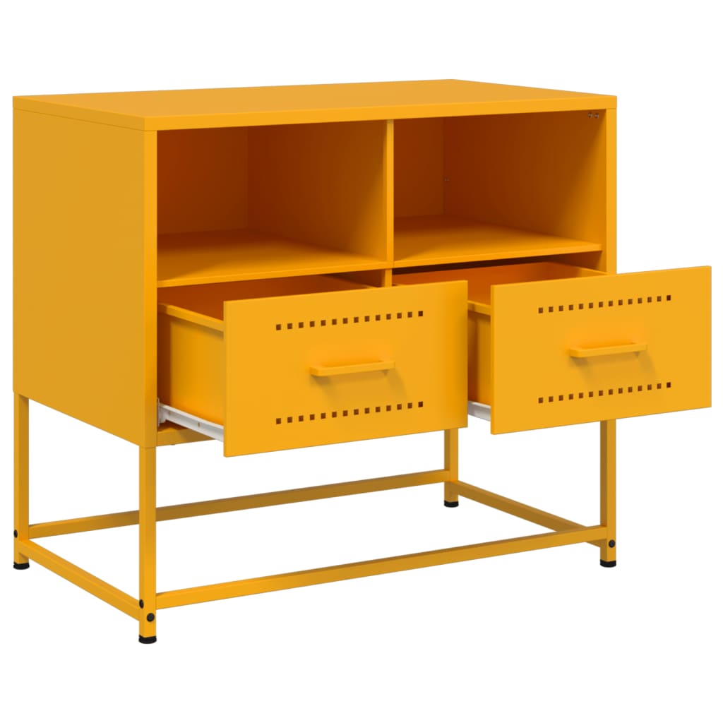 Meuble TV Industriel Jaune en Acier - 68 cm-Mon Meuble TV-Noir-1-9