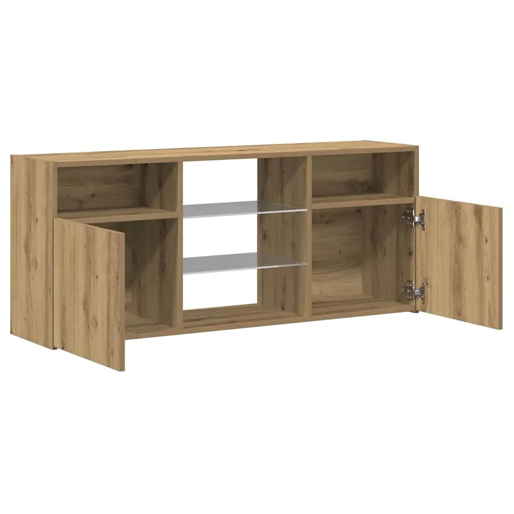 Meuble TV Industriel LED Effet Chêne - 120 cm-Mon Meuble TV-Chêne artisanal-10