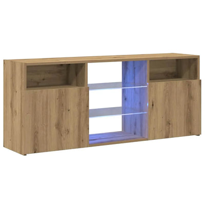 Meuble TV Industriel LED Effet Chêne - 120 cm