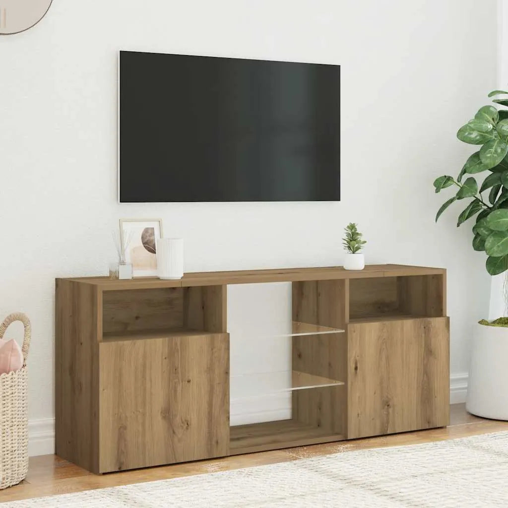 Meuble TV Industriel LED Effet Chêne - 120 cm-Mon Meuble TV-Chêne artisanal-4