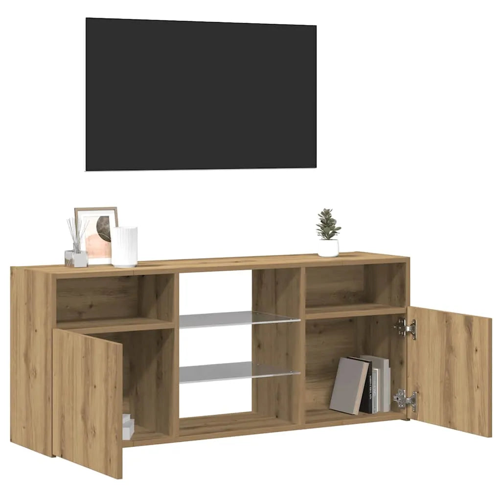 Meuble TV Industriel LED Effet Chêne - 120 cm-Mon Meuble TV-Chêne artisanal-5