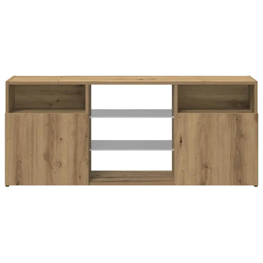 Meuble TV Industriel LED Effet Chêne - 120 cm-Mon Meuble TV-Chêne artisanal-7