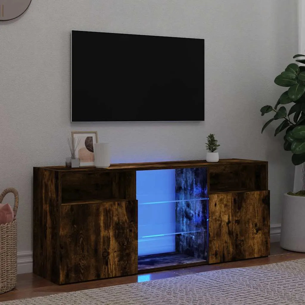 Meuble TV Industriel LED Effet Chêne - 120 cm-Mon Meuble TV-Chêne fumé-20