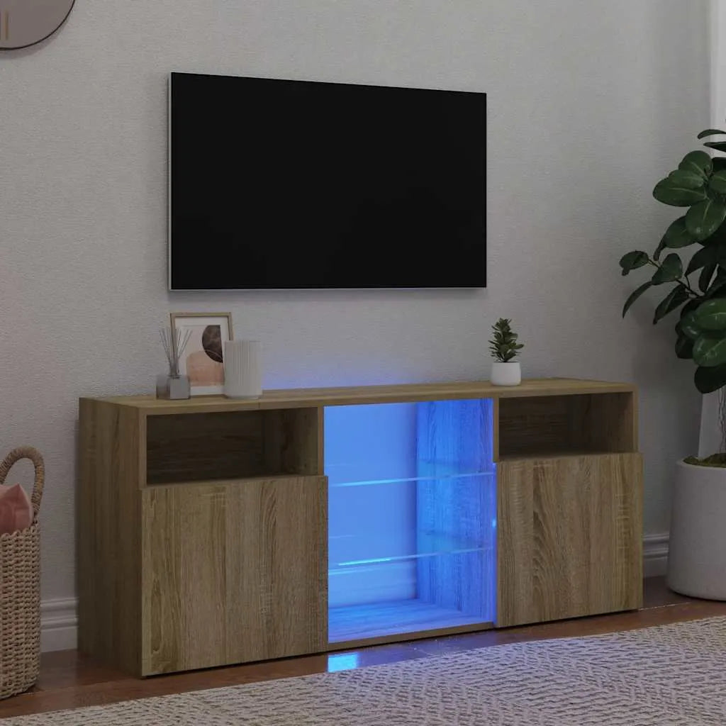 Meuble TV Industriel LED Effet Chêne - 120 cm-Mon Meuble TV-Chêne sonoma-16