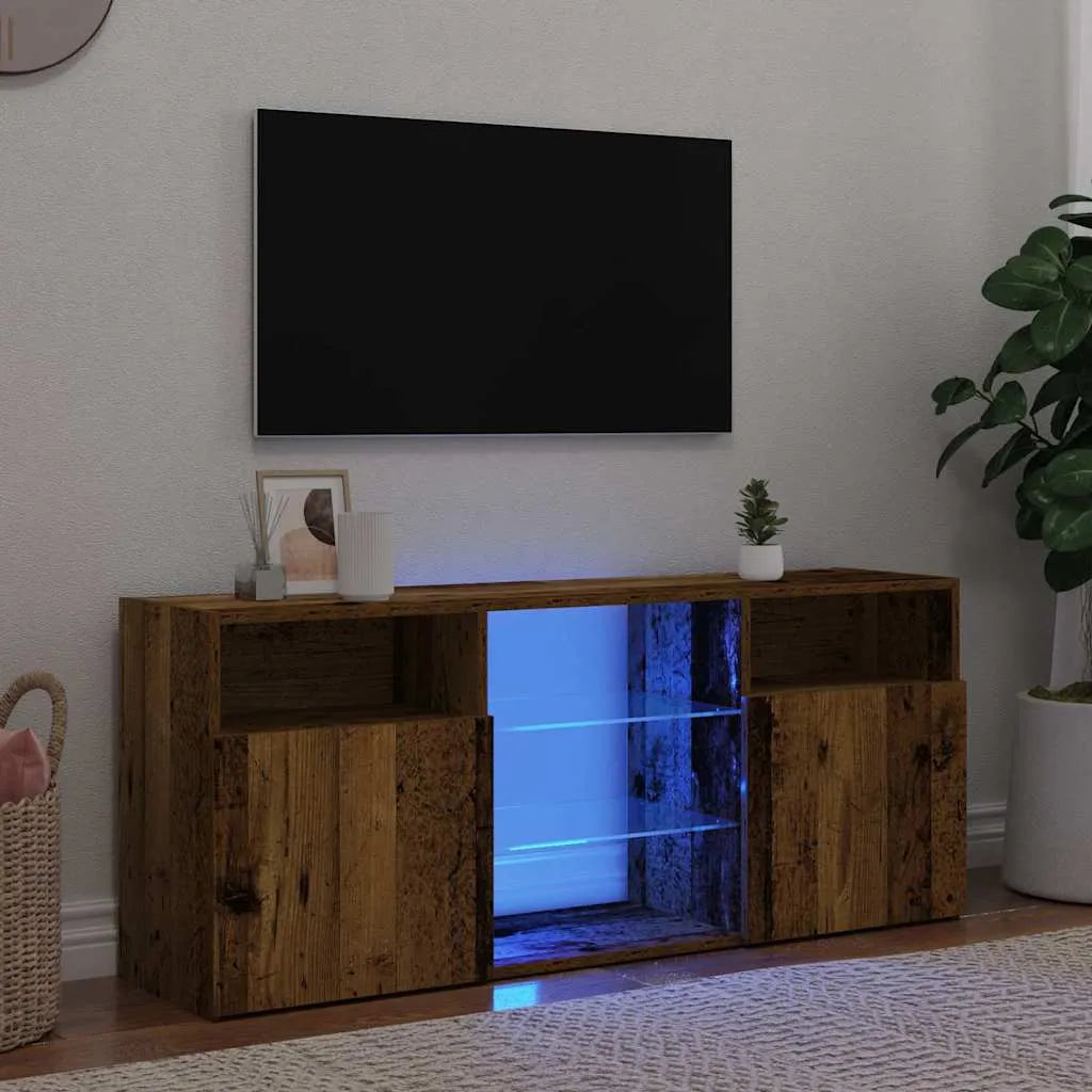 Meuble TV Industriel LED Effet Chêne - 120 cm-Mon Meuble TV-Vieux bois-21