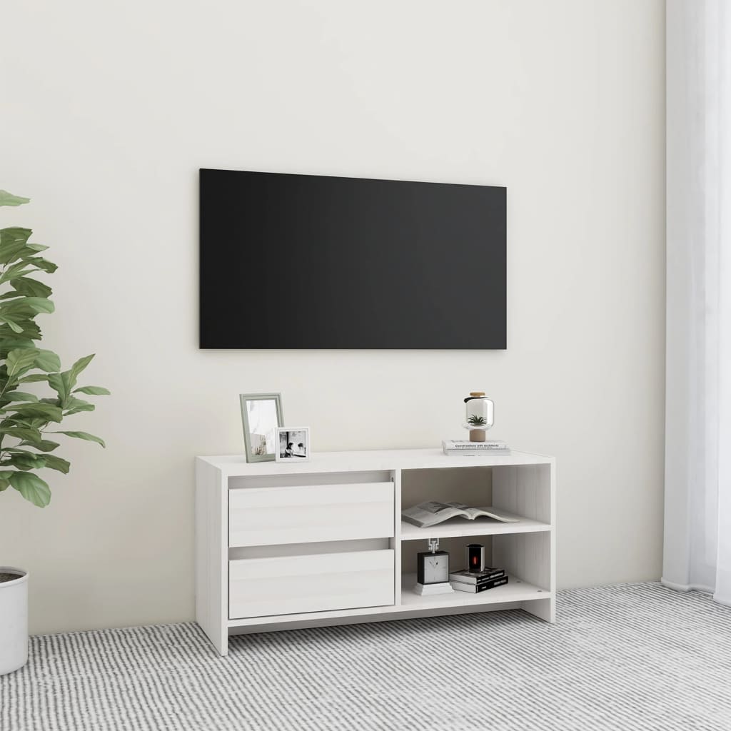 Meuble TV Industriel Marron en Pin Massif - 80 cm-Mon Meuble TV-Blanc-12