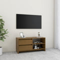 Meuble TV Industriel Marron en Pin Massif - 80 cm-Mon Meuble TV-Marron miel-2