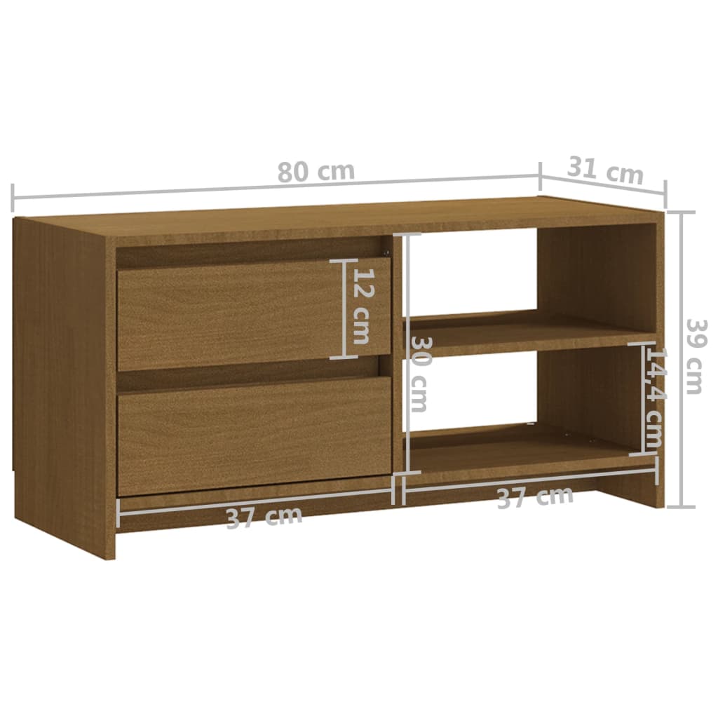 Meuble TV Industriel Marron en Pin Massif - 80 cm-Mon Meuble TV-Marron miel-11