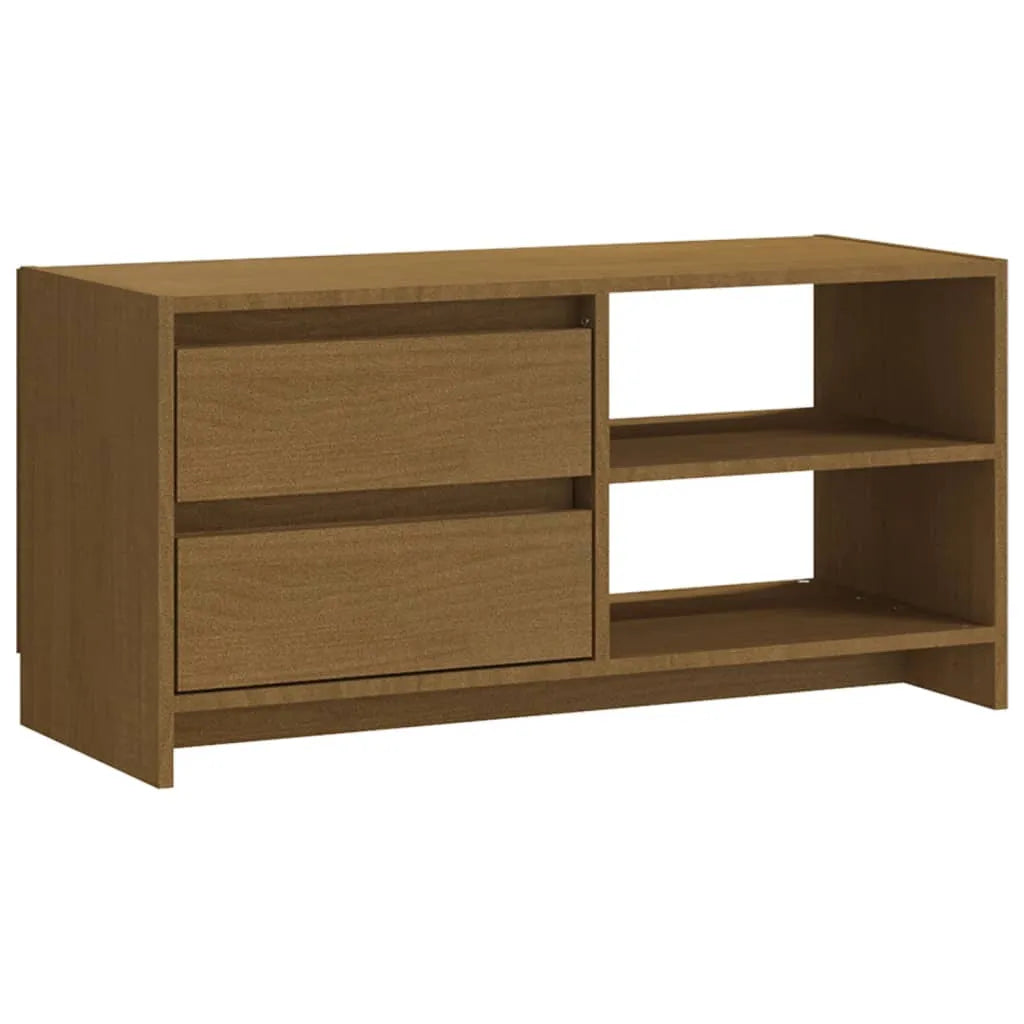 Meuble TV Industriel Marron en Pin Massif - 80 cm-Mon Meuble TV-Marron miel-1