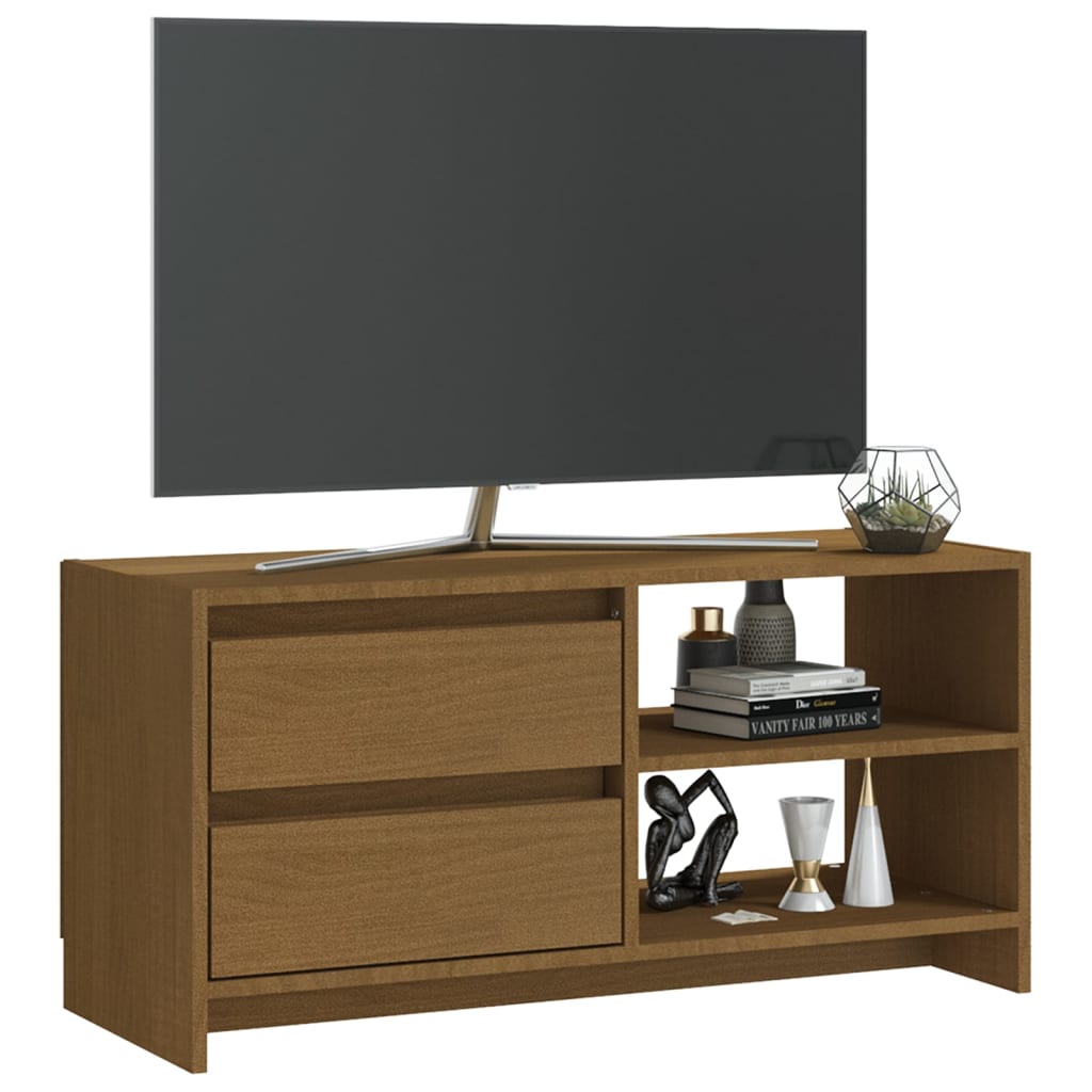 Meuble TV Industriel Marron en Pin Massif - 80 cm-Mon Meuble TV-Marron miel-4