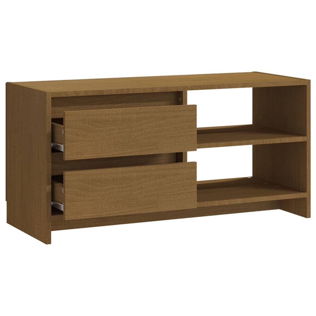 Meuble TV Industriel Marron en Pin Massif - 80 cm-Mon Meuble TV-Marron miel-8