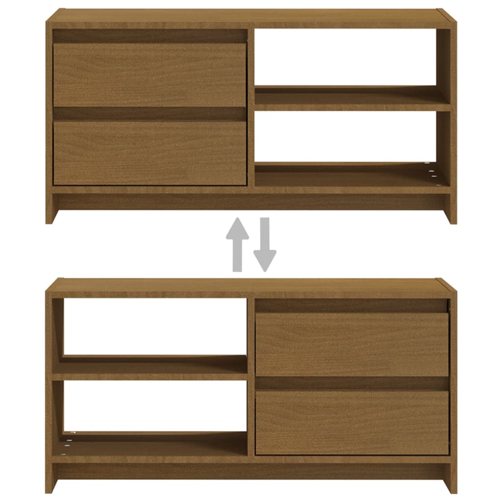 Meuble TV Industriel Marron en Pin Massif - 80 cm-Mon Meuble TV-Marron miel-9