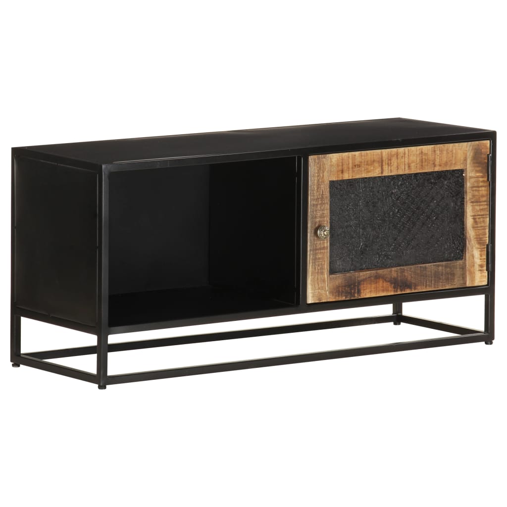 Meuble TV Industriel Noir en Manguier - 90 cm-Mon Meuble TV-10