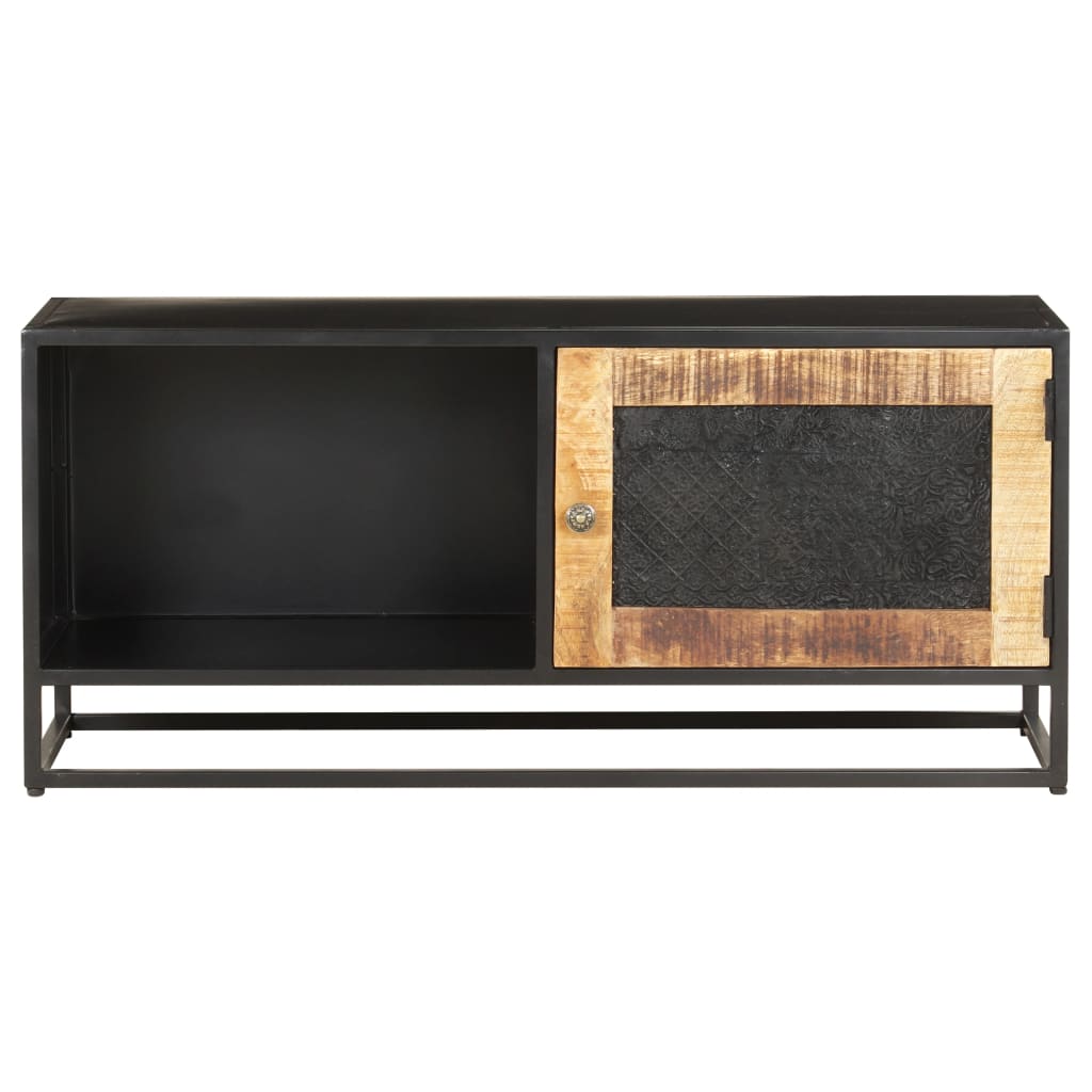 Meuble TV Industriel Noir en Manguier - 90 cm-Mon Meuble TV-2