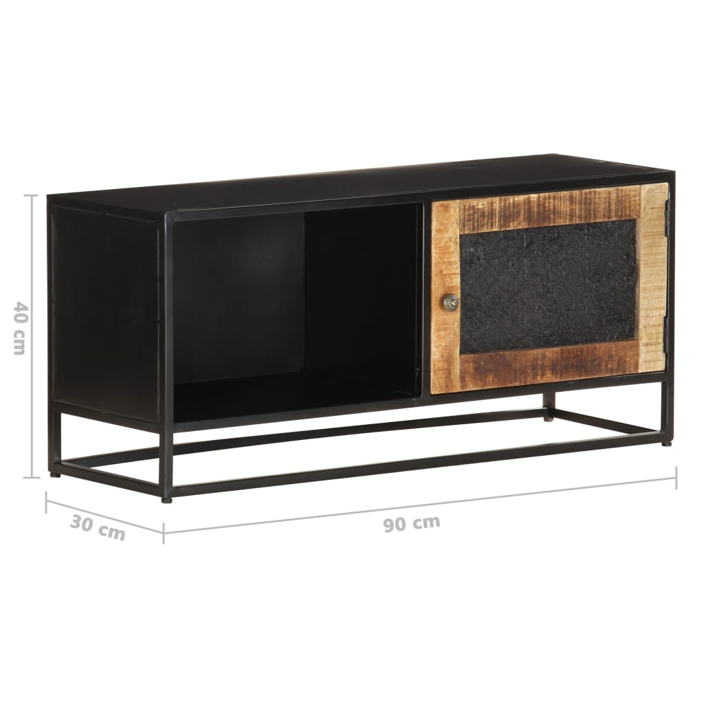 Meuble TV Industriel Noir en Manguier - 90 cm-Mon Meuble TV-6