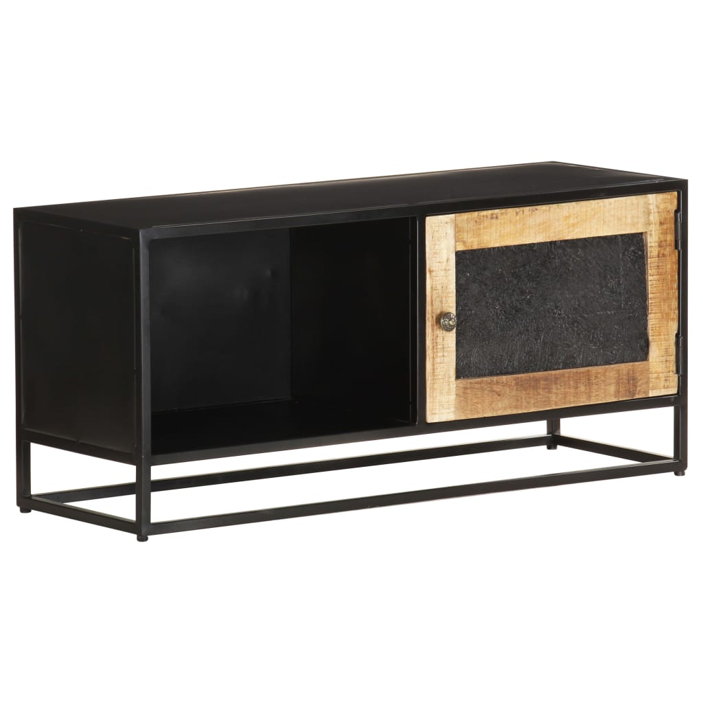 Meuble TV Industriel Noir en Manguier - 90 cm-Mon Meuble TV-8