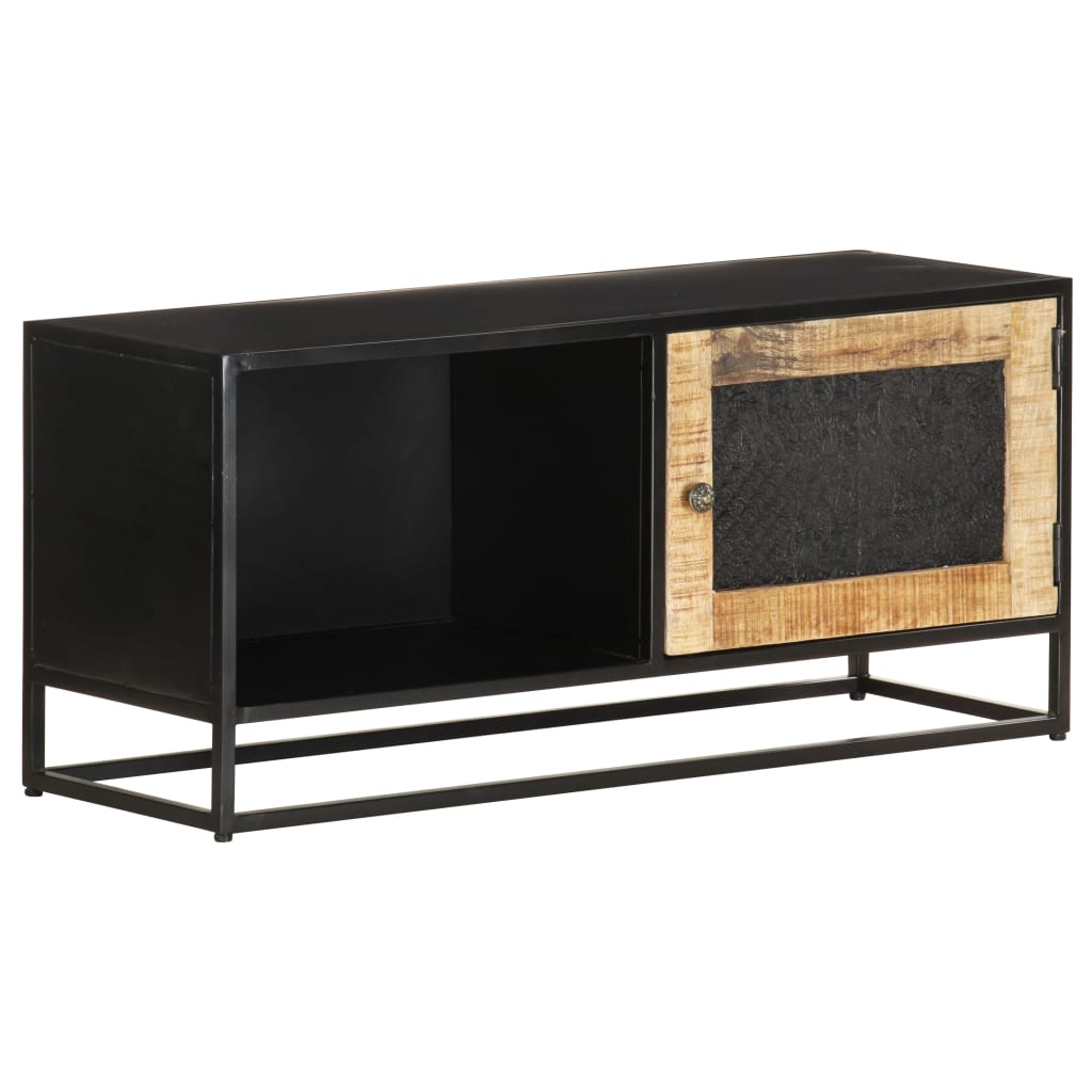 Meuble TV Industriel Noir en Manguier - 90 cm-Mon Meuble TV-9
