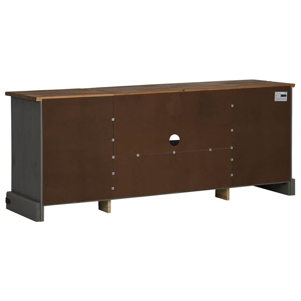 Meuble TV Industriel Porte Coulissante en Pin Massif - 150 cm-Mon Meuble TV-Gris-6