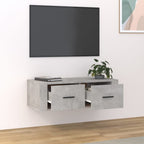 Meuble TV Industriel Suspendu Effet Béton - 80 cm-Mon Meuble TV-Chêne fumé-1-3