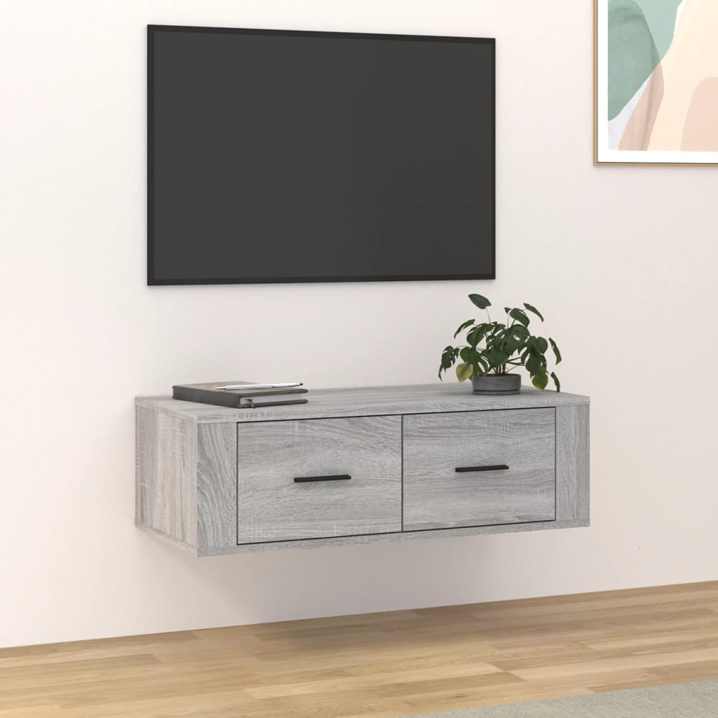Meuble TV Industriel Suspendu Effet Béton - 80 cm-Mon Meuble TV-Sonoma gris-1-12
