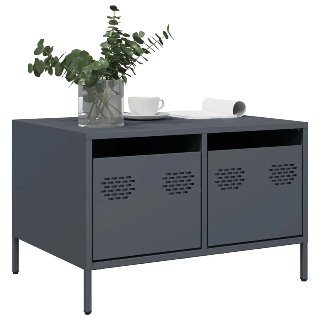 Meuble TV Industriel Table Basse en Acier Blanc - 68 cm-Mon Meuble TV-Anthracite-14