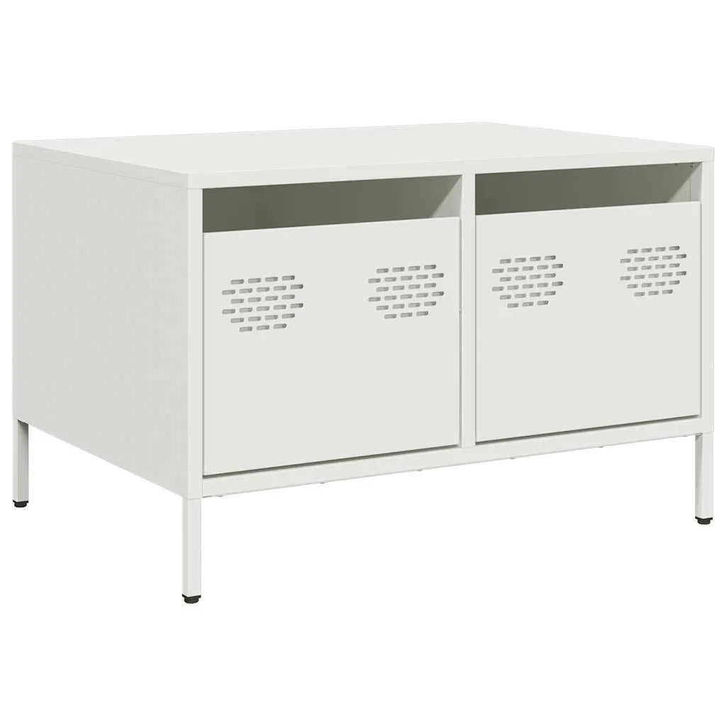 Meuble TV Industriel Table Basse en Acier Blanc - 68 cm-Mon Meuble TV-Blanc-1