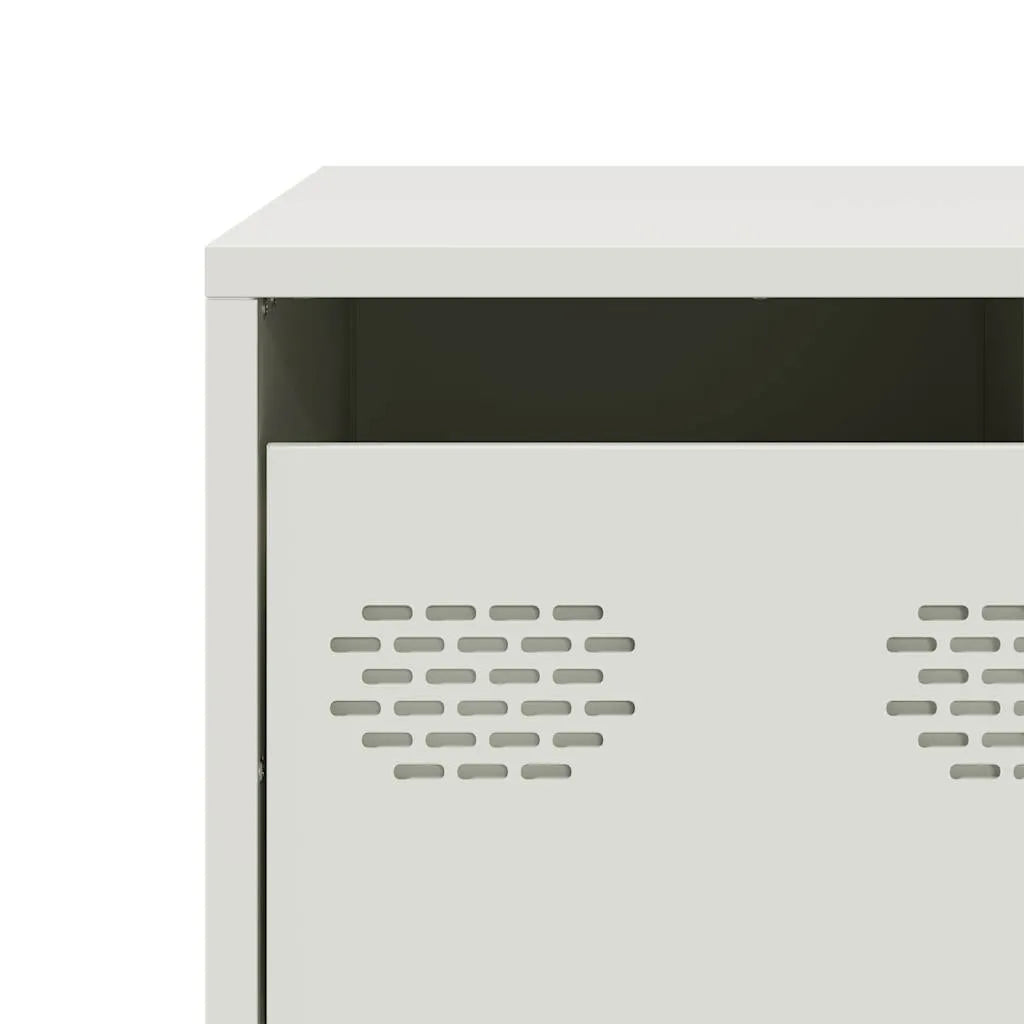 Meuble TV Industriel Table Basse en Acier Blanc - 68 cm-Mon Meuble TV-Blanc-11
