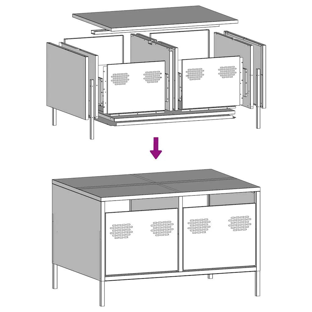 Meuble TV Industriel Table Basse en Acier Blanc - 68 cm-Mon Meuble TV-Blanc-12