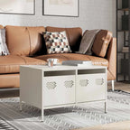 Meuble TV Industriel Table Basse en Acier Blanc - 68 cm-Mon Meuble TV-Blanc-4