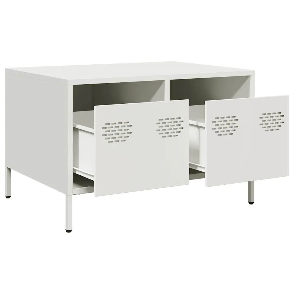 Meuble TV Industriel Table Basse en Acier Blanc - 68 cm-Mon Meuble TV-Blanc-5