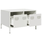 Meuble TV Industriel Table Basse en Acier Blanc - 68 cm-Mon Meuble TV-Blanc-5