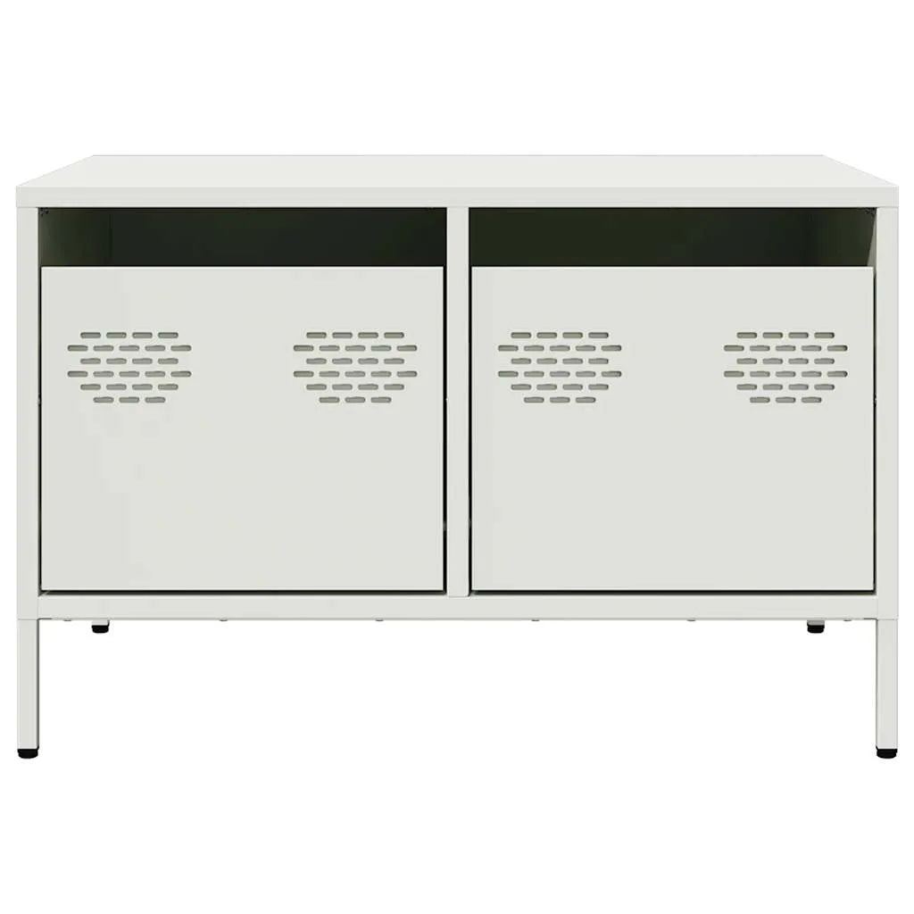Meuble TV Industriel Table Basse en Acier Blanc - 68 cm-Mon Meuble TV-Blanc-6