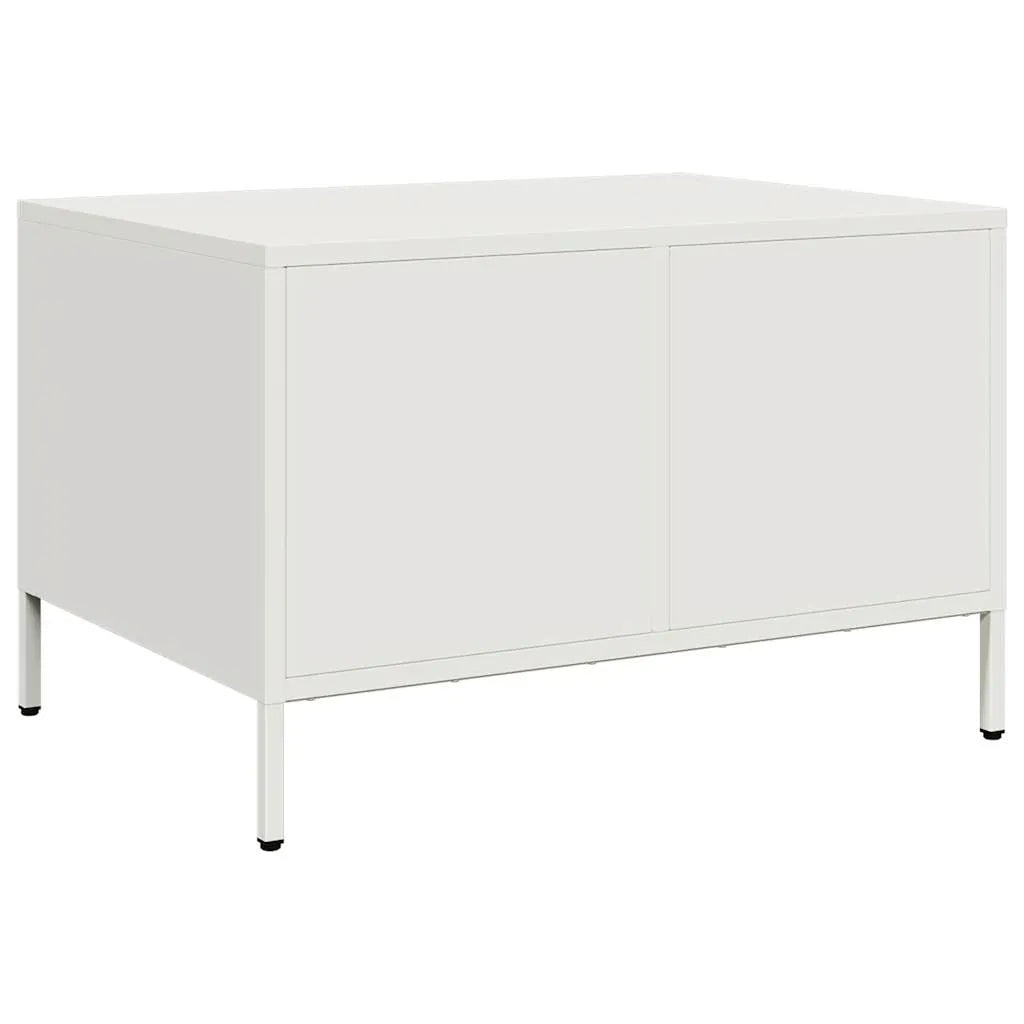 Meuble TV Industriel Table Basse en Acier Blanc - 68 cm-Mon Meuble TV-Blanc-8