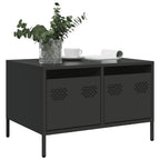 Meuble TV Industriel Table Basse en Acier Blanc - 68 cm-Mon Meuble TV-Noir-13