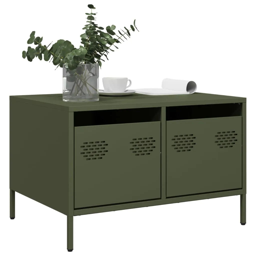 Meuble TV Industriel Table Basse en Acier Blanc - 68 cm-Mon Meuble TV-Vert-17