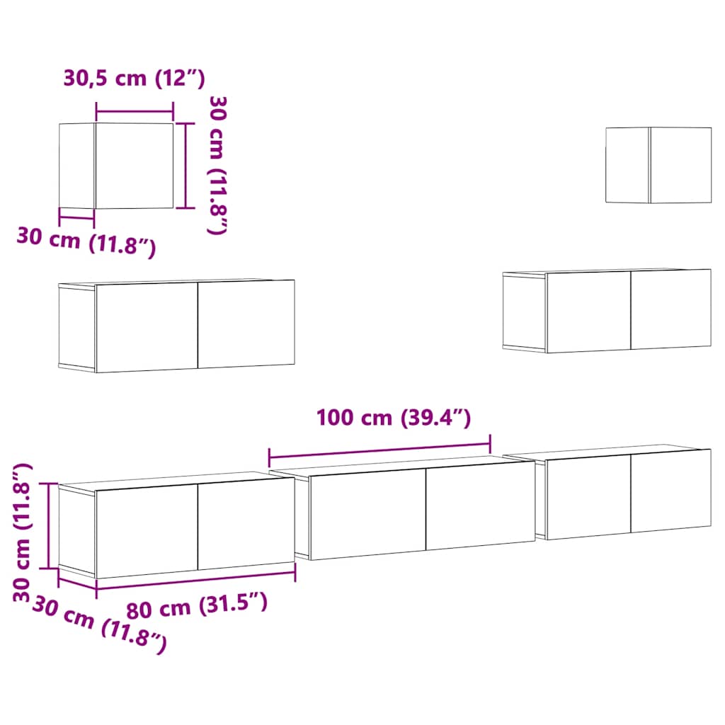 Meuble TV Industriel XXL Finition Sonoma Gris - 7 Pièces-Mon Meuble TV-Vieux bois-7-11