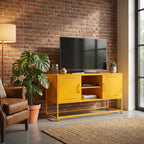 meuble-tv-jaune-moutarde-en-acier-100-5-cm-decor