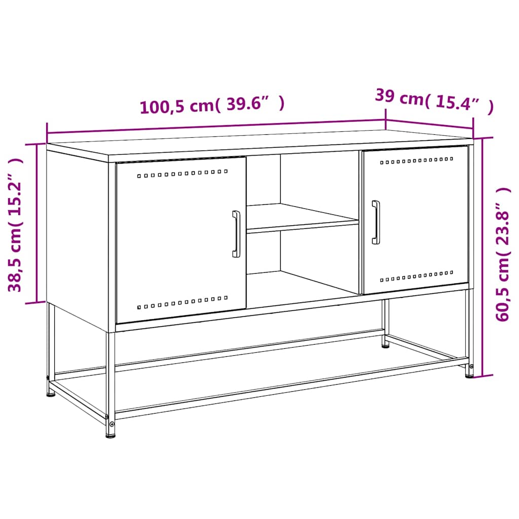 Meuble TV Jaune Moutarde en Acier - 100,5 cm-Mon Meuble TV-Blanc-1-12