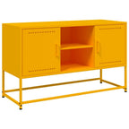 Meuble TV Jaune Moutarde en Acier - 100,5 cm-Mon Meuble TV-Blanc-1-2